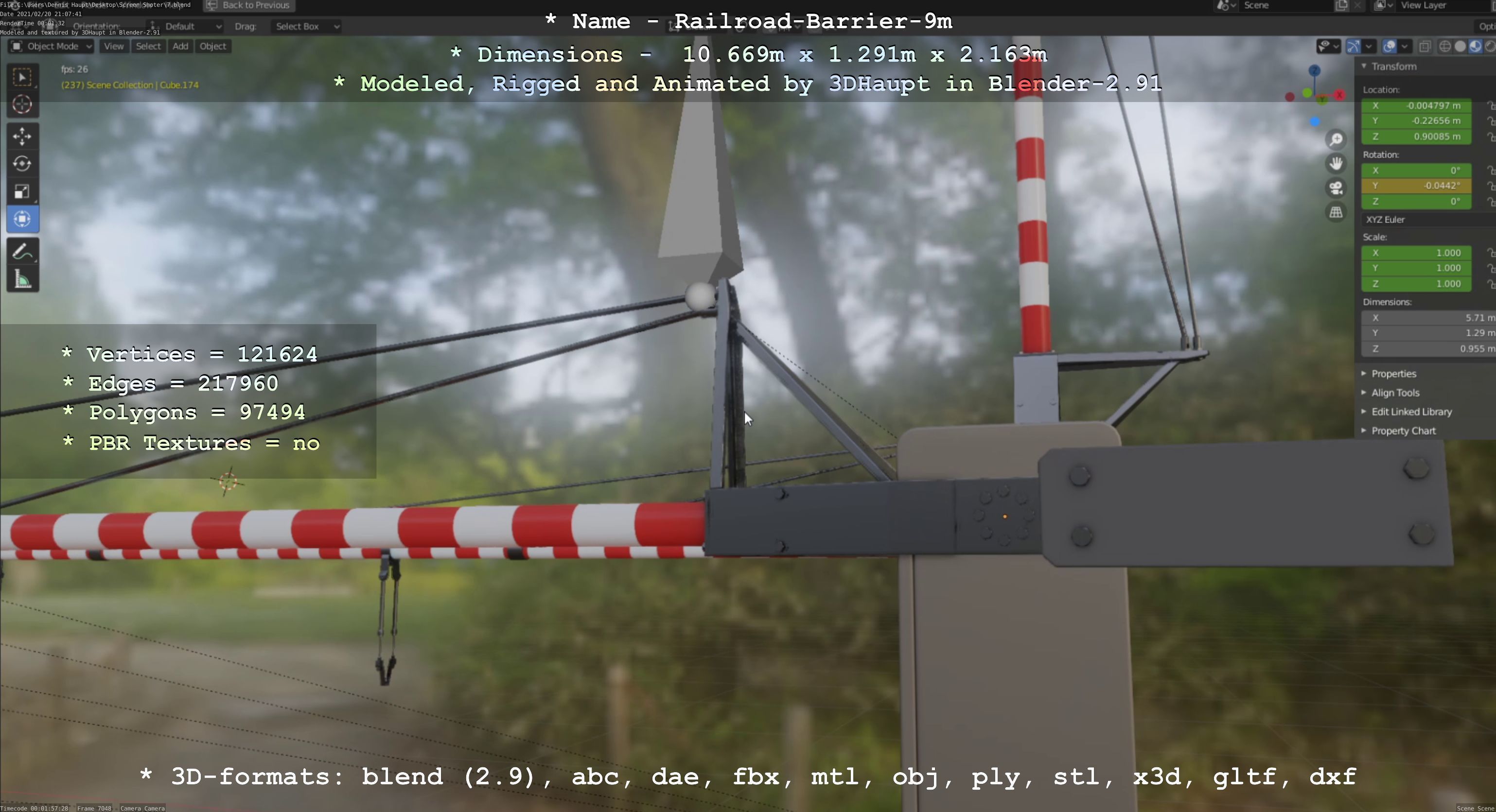 Railroad Barrier 9m High and Low-Poly 3D Model Collection_30