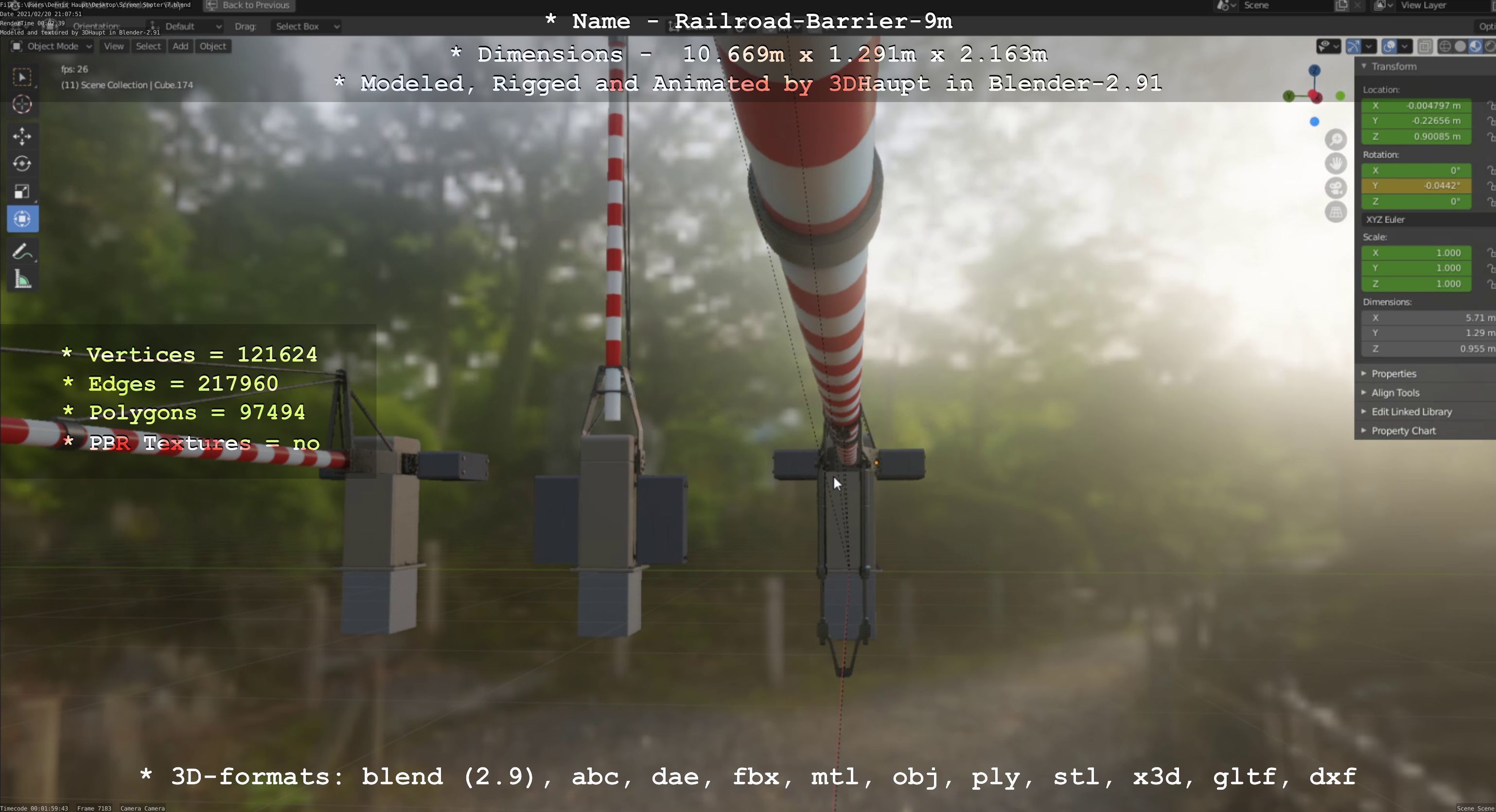 Railroad Barrier 9m High and Low-Poly 3D Model Collection_29