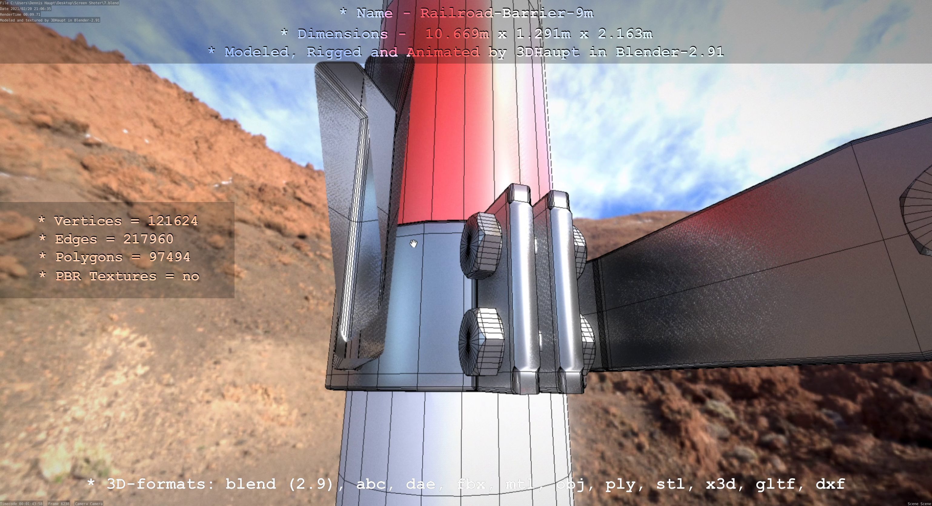 Railroad Barrier 9m High and Low-Poly 3D Model Collection_43