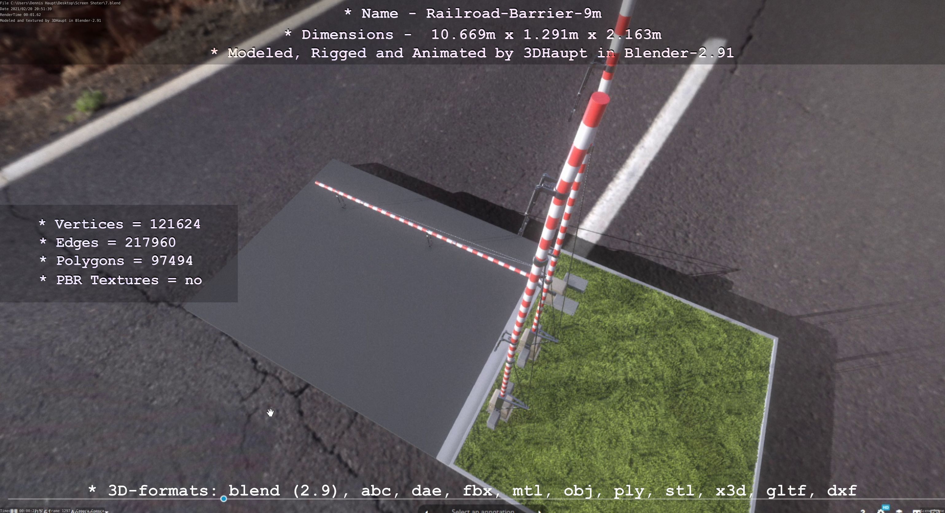 Railroad Barrier 9m High and Low-Poly 3D Model Collection_51