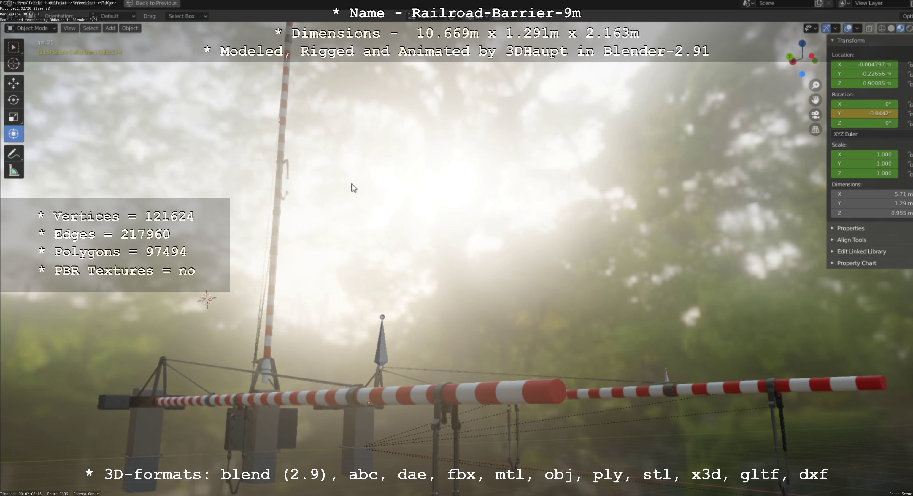 Railroad Barrier 9m High and Low-Poly 3D Model Collection_28