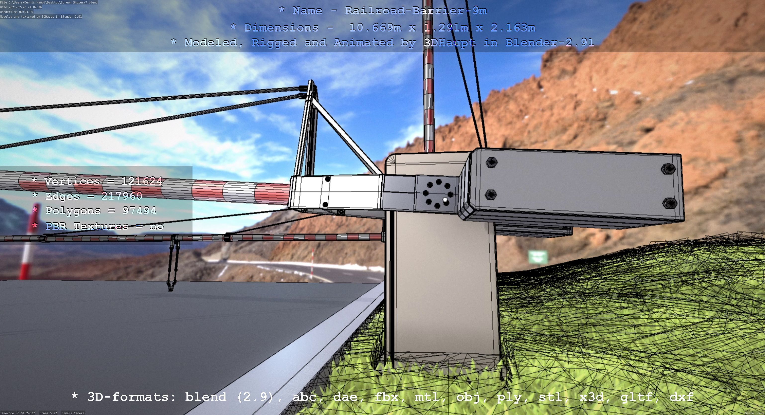 Railroad Barrier 9m High and Low-Poly 3D Model Collection_57