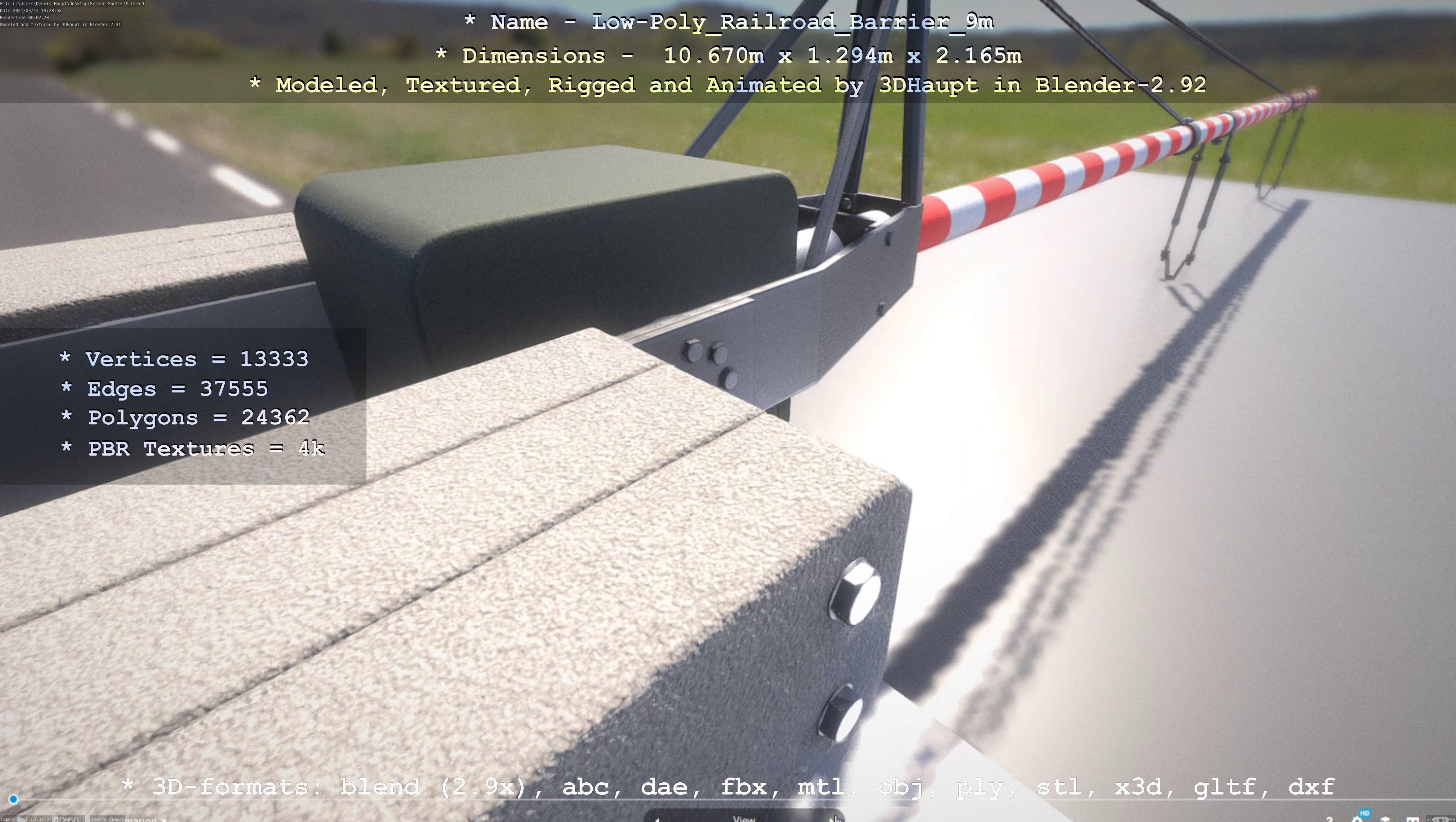 Railroad Barrier 9m High and Low-Poly 3D Model Collection_22