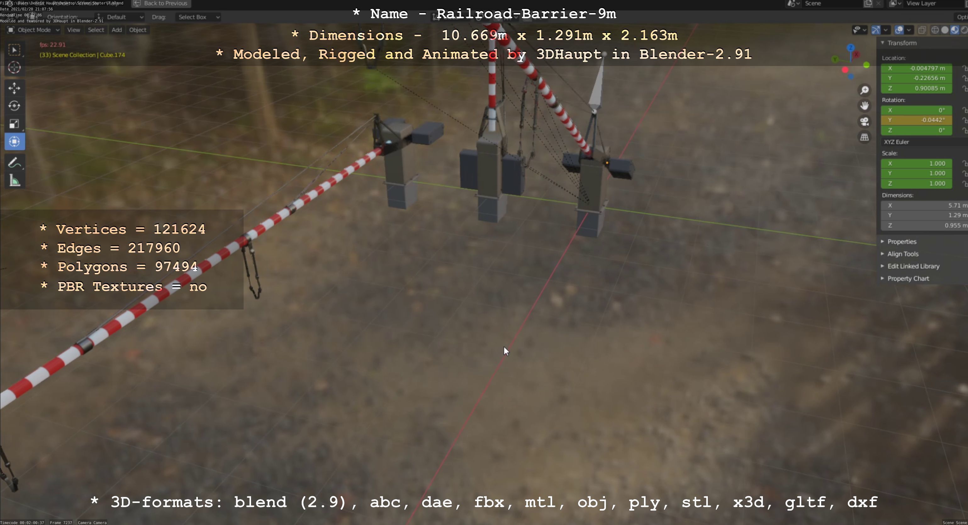 Railroad Barrier 9m High and Low-Poly 3D Model Collection_27