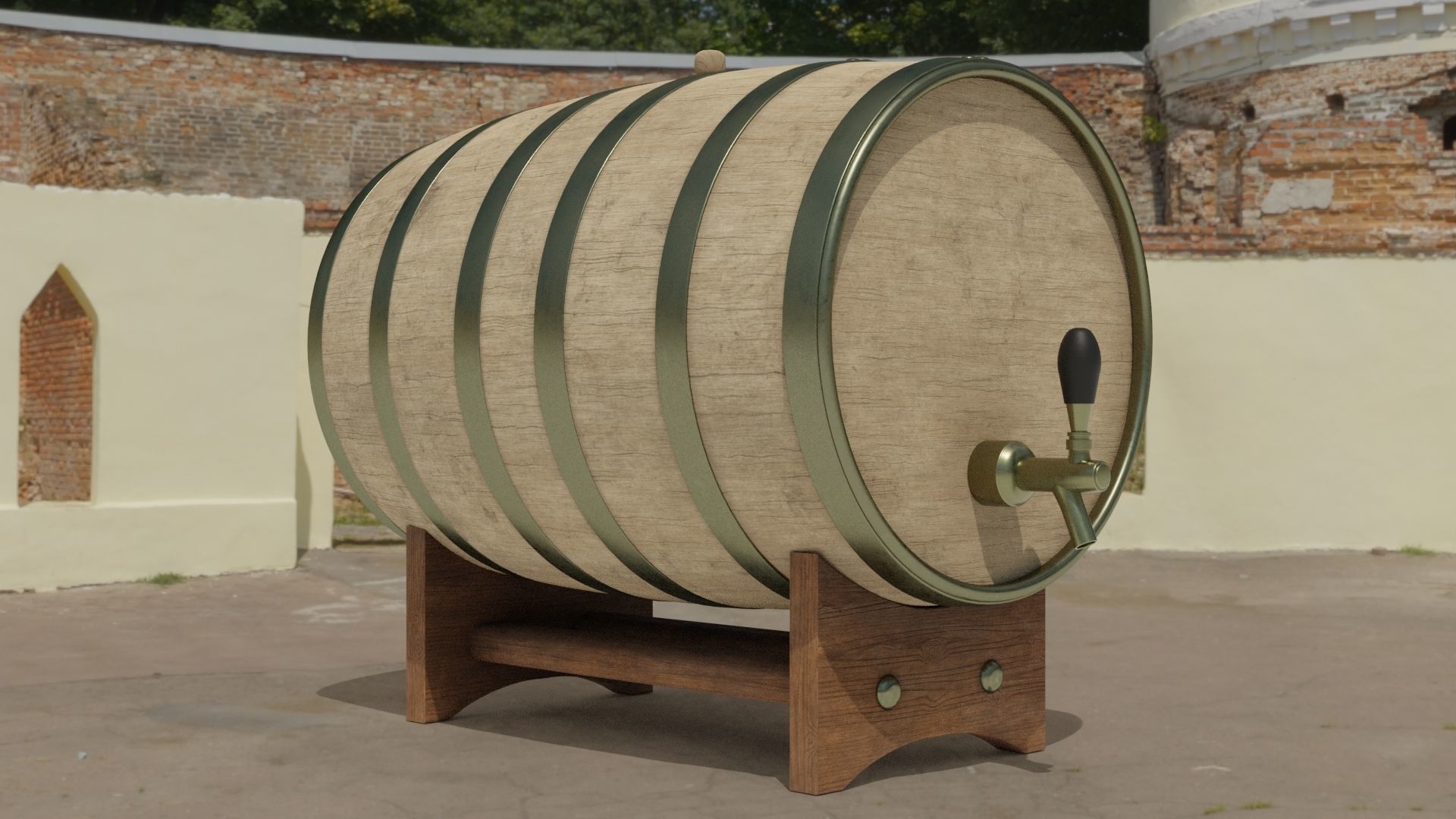  Whiskey Barrel 2-4K PBR Textures 3D model Low-poly 3D model_6