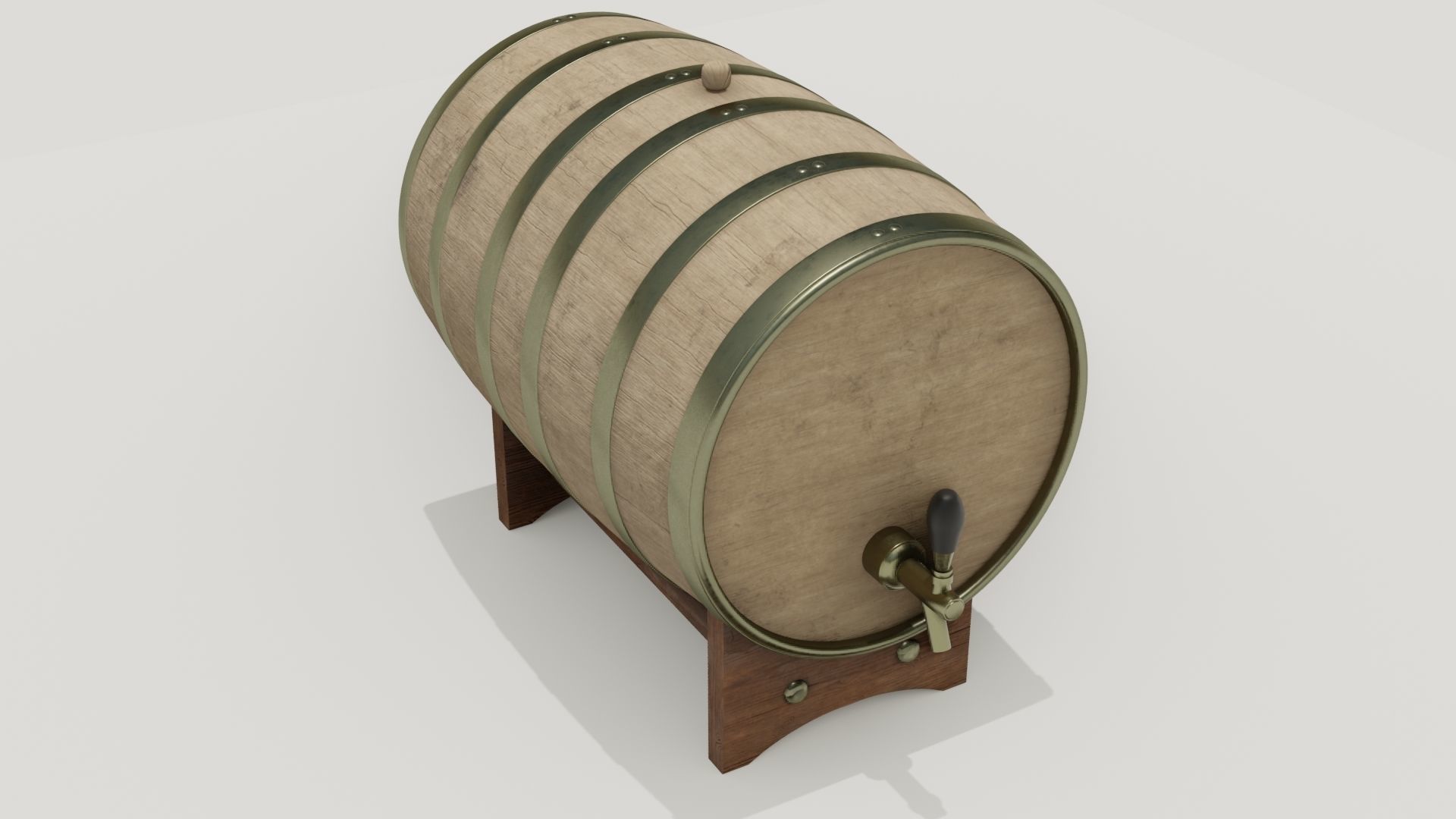  Whiskey Barrel 2-4K PBR Textures 3D model Low-poly 3D model_1
