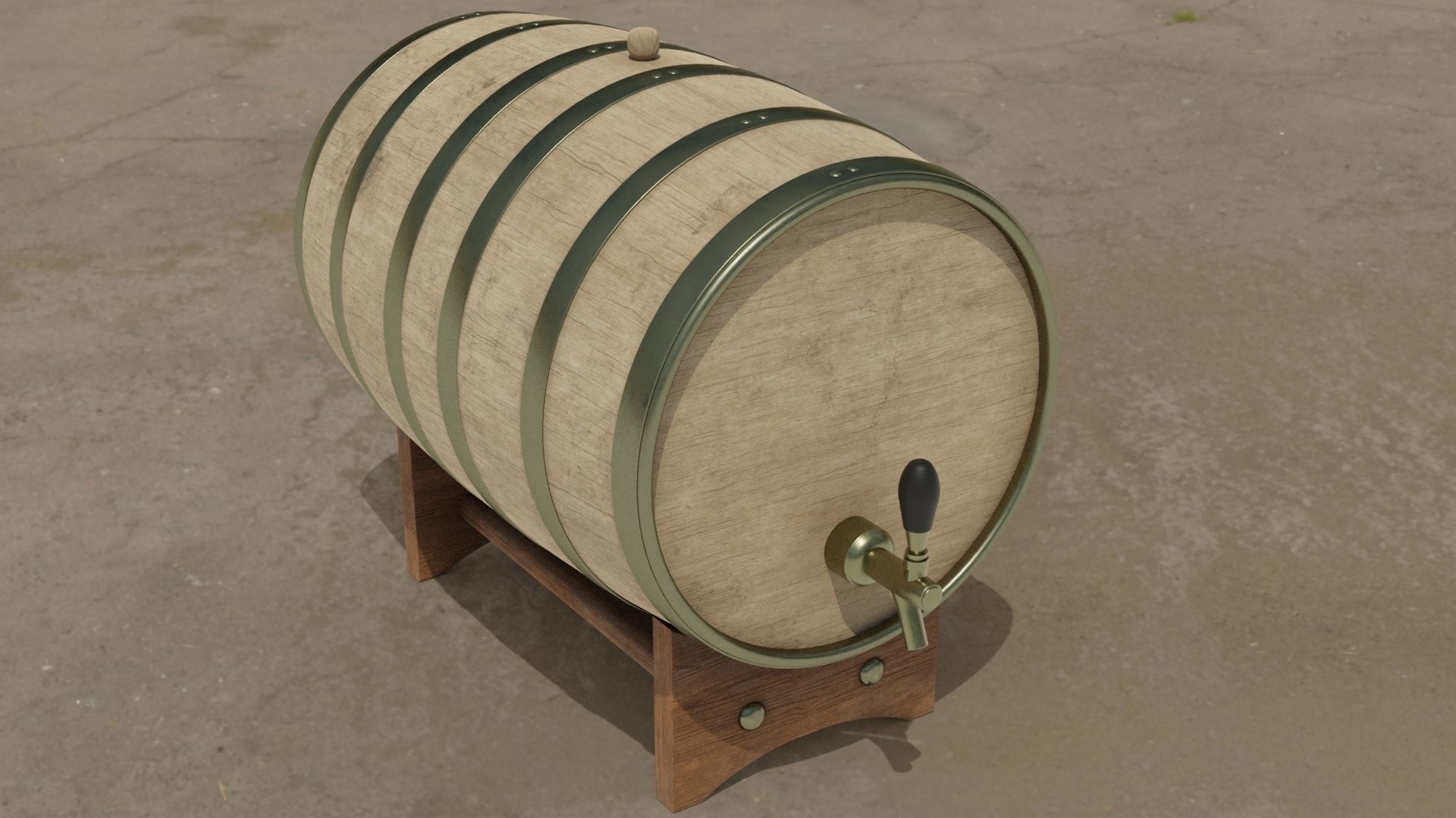  Whiskey Barrel 2-4K PBR Textures 3D model Low-poly 3D model_3