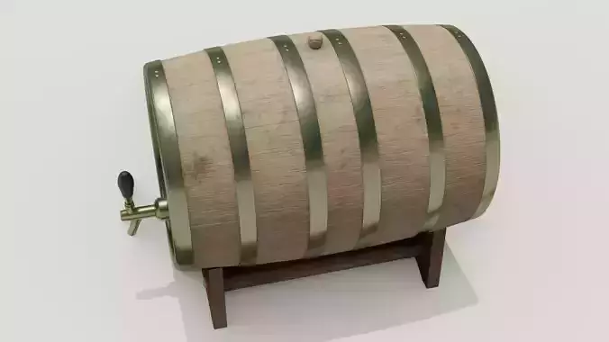  Whiskey Barrel 2-4K PBR Textures 3D model