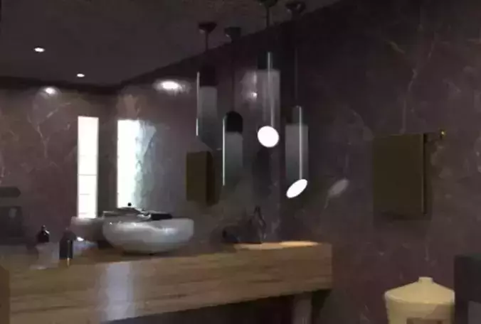 bathroom modern with walls and wooden furniture