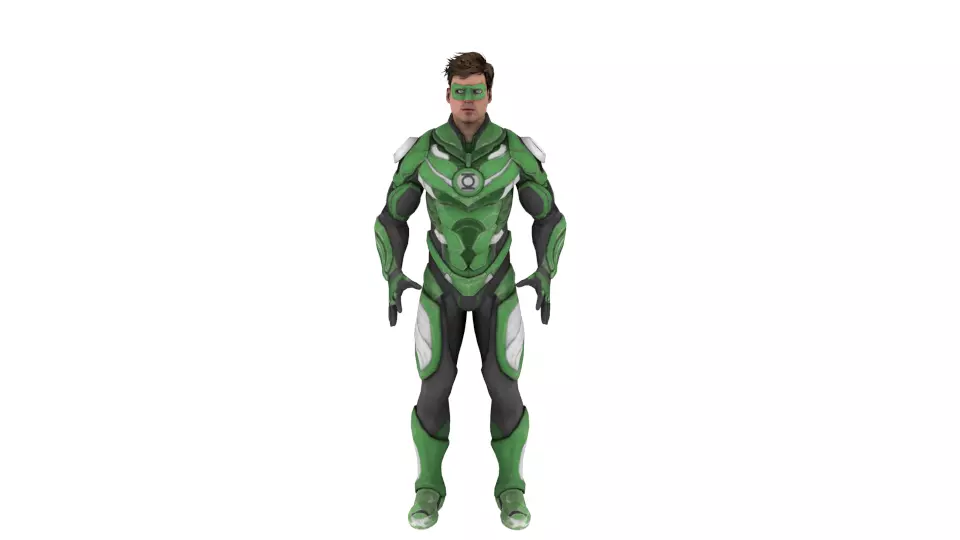 Green lantern Low-poly 3D model_0