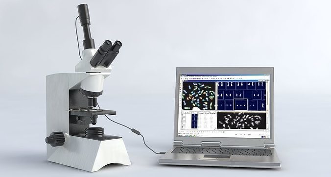 Mikroskop microscope with laptop 3D model