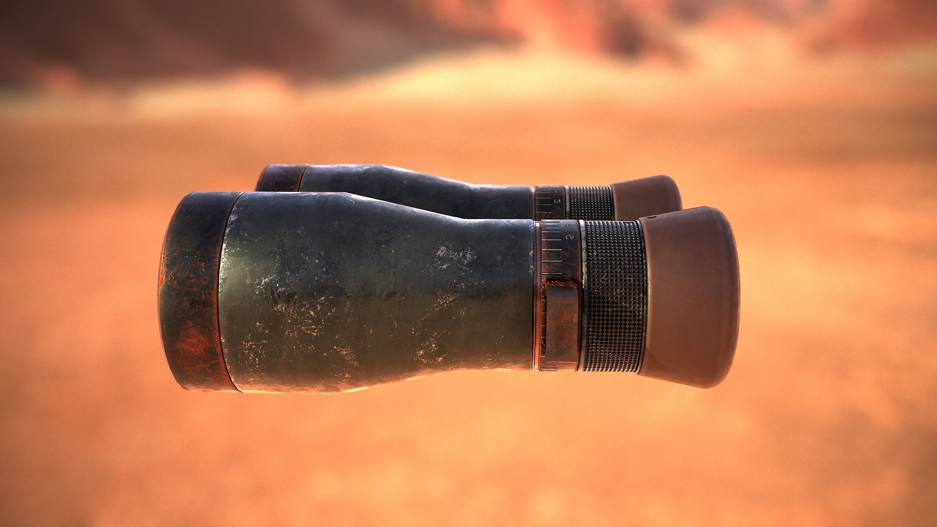 Old Binoculars Low-poly 3D model_5