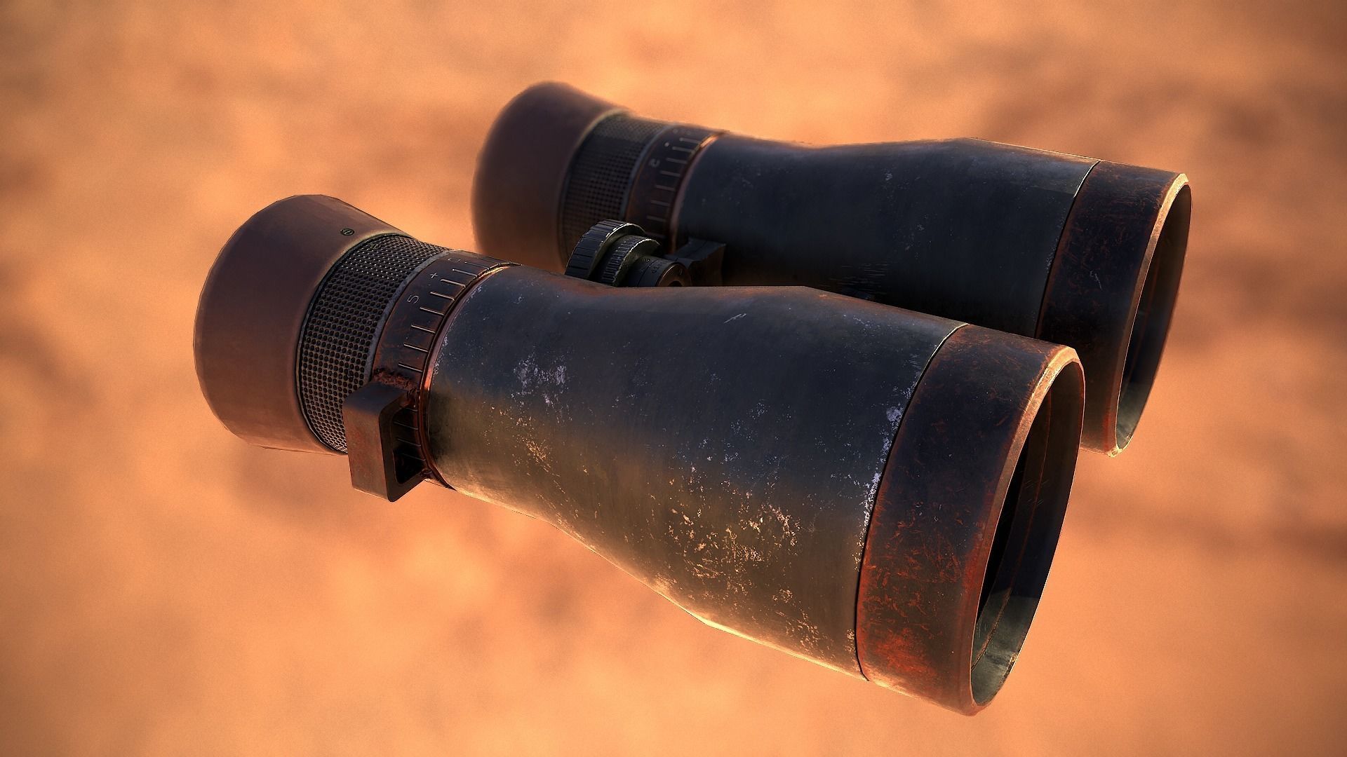 Old Binoculars Low-poly 3D model_7