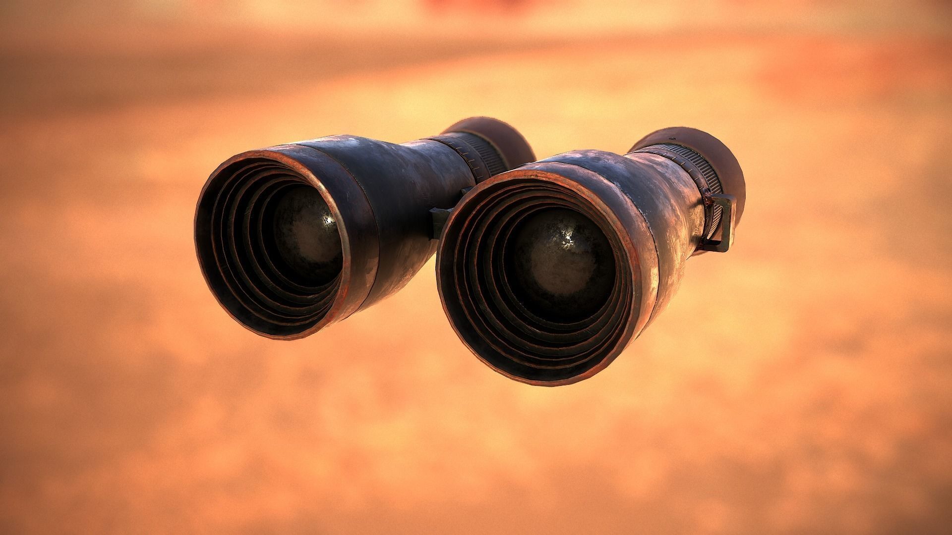 Old Binoculars Low-poly 3D model_13