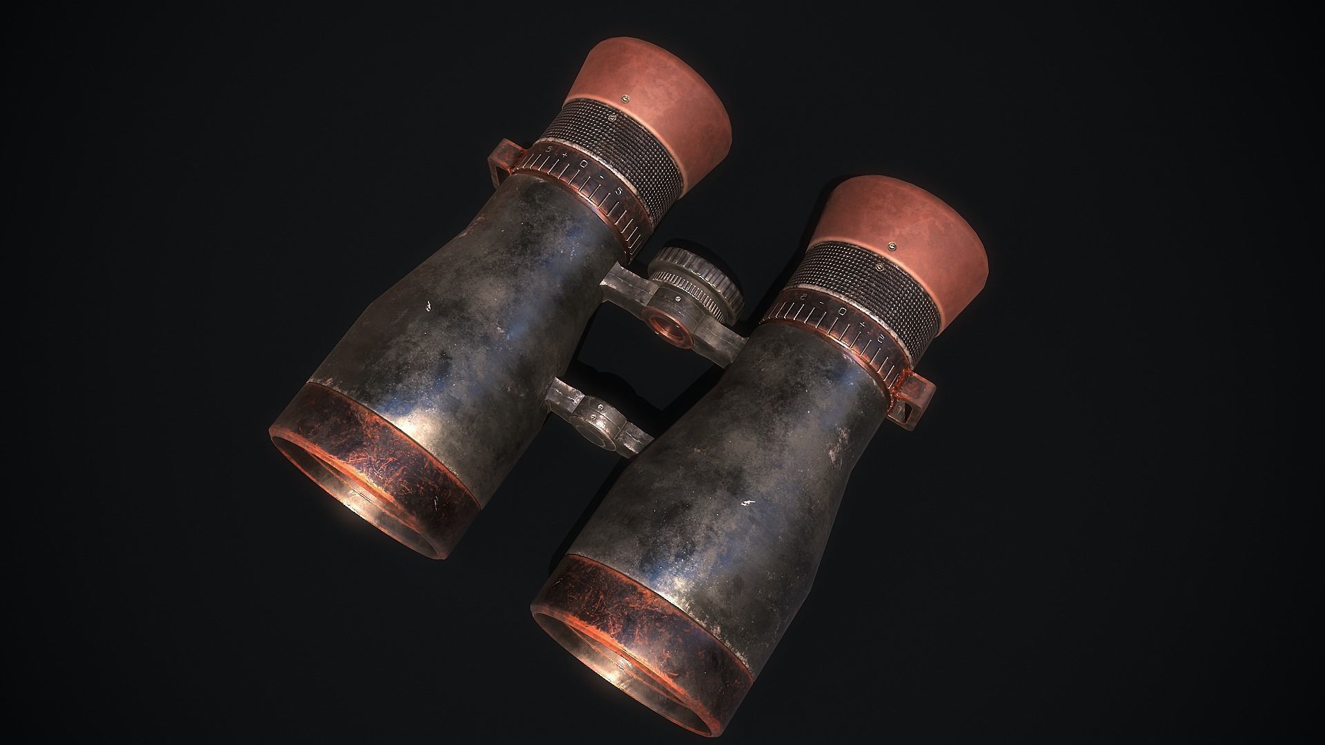 Old Binoculars Low-poly 3D model_2