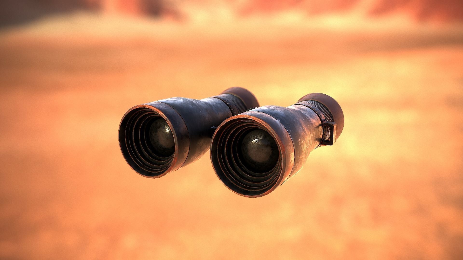 Old Binoculars Low-poly 3D model_4