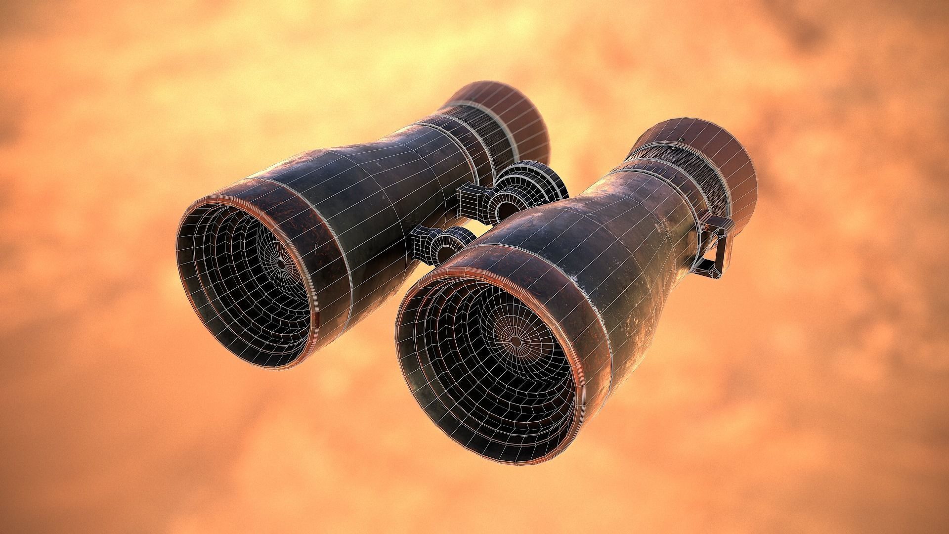 Old Binoculars Low-poly 3D model_9