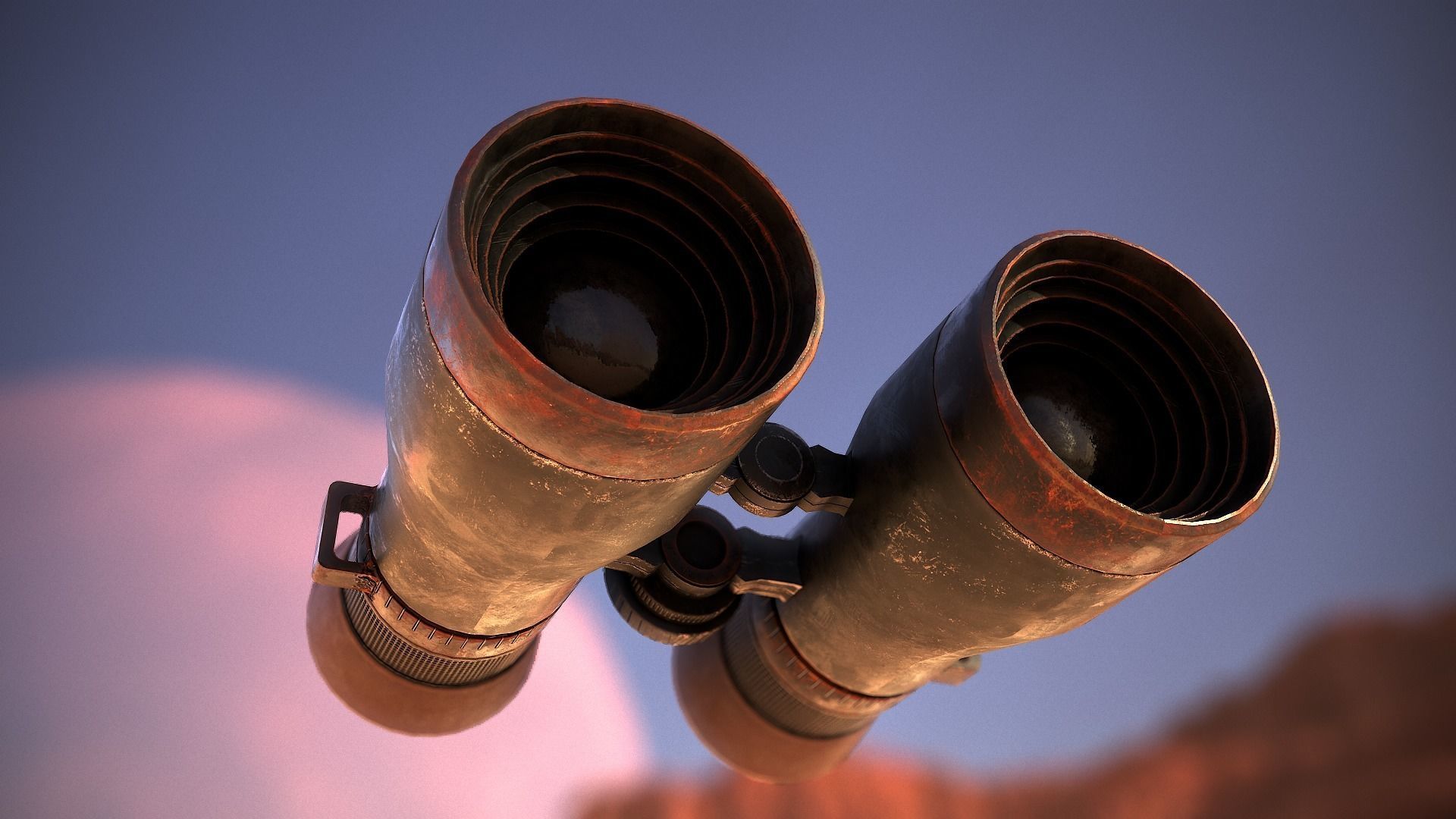 Old Binoculars Low-poly 3D model_10