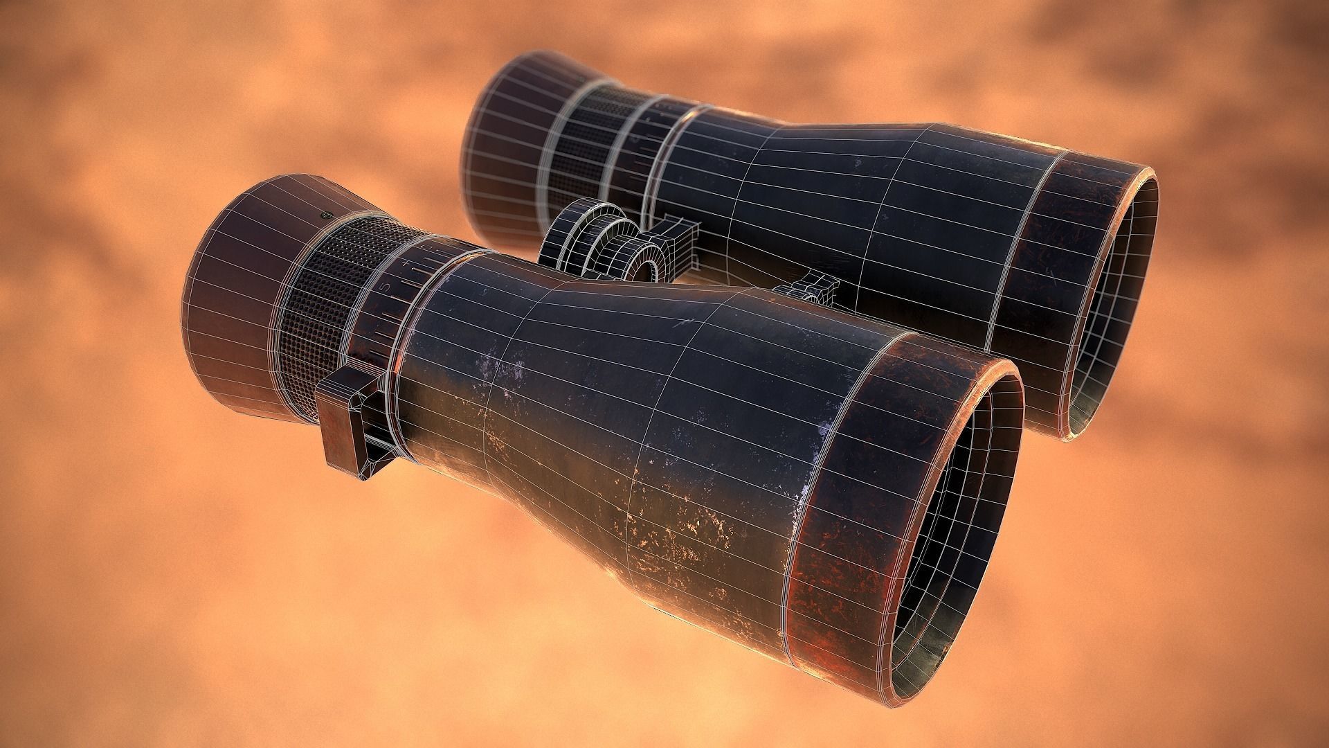 Old Binoculars Low-poly 3D model_8