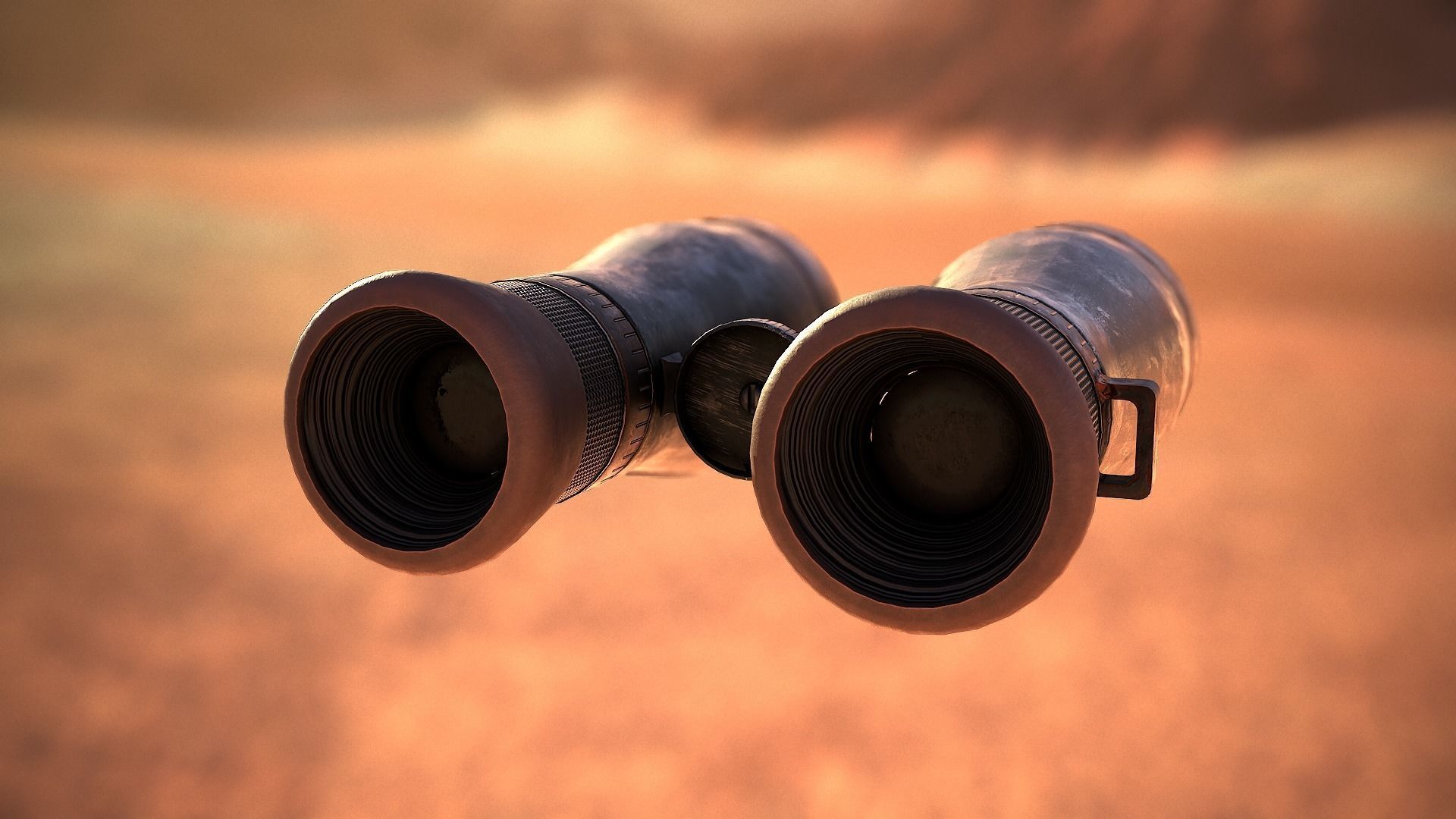 Old Binoculars Low-poly 3D model_6