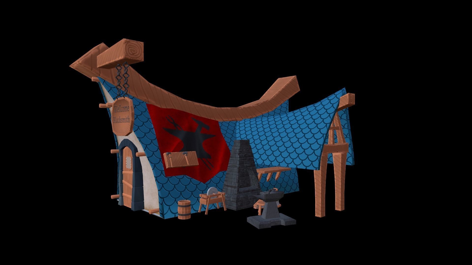 Game ready Stylized City Low-poly 3D model_22
