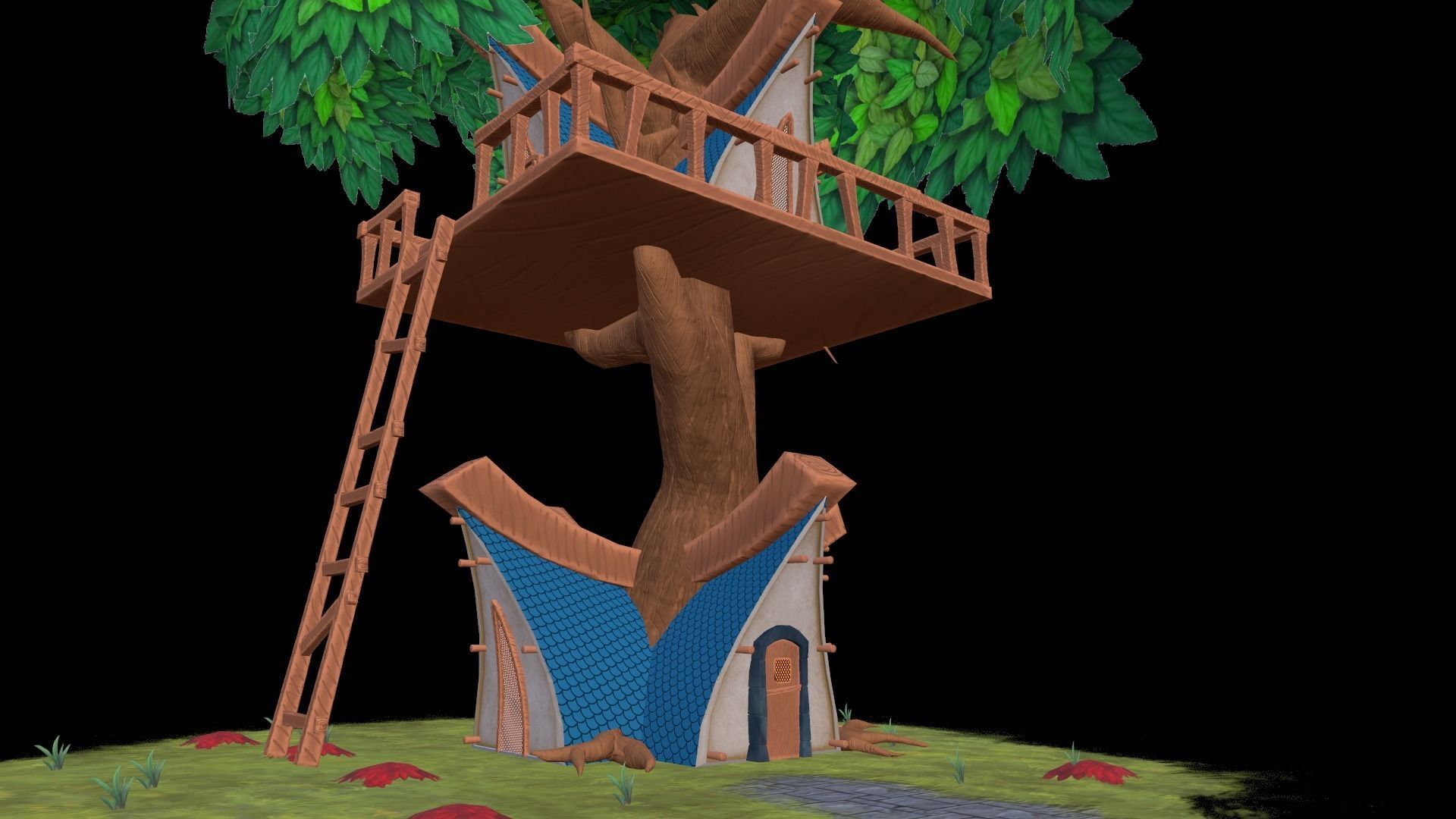 Game ready Stylized City Low-poly 3D model_6