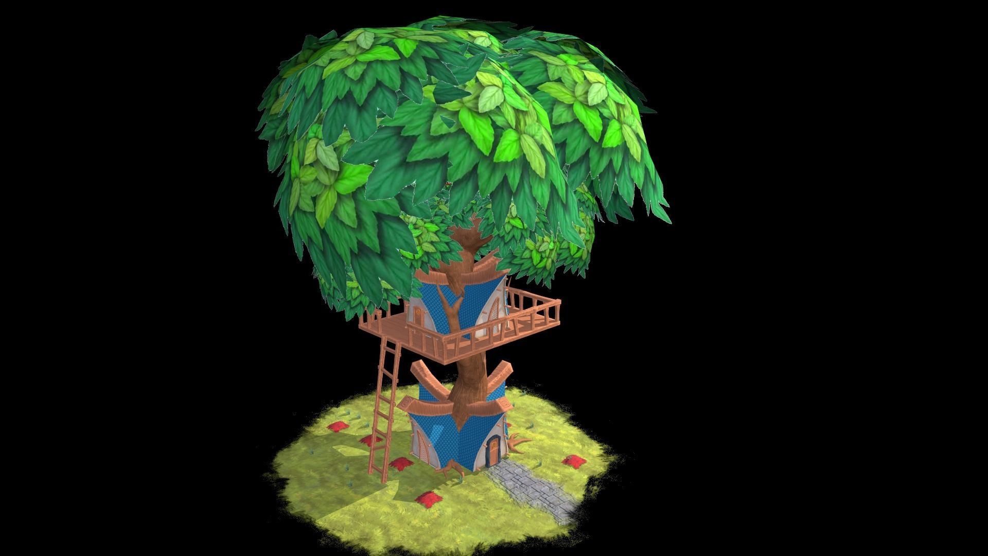 Game ready Stylized City Low-poly 3D model_10