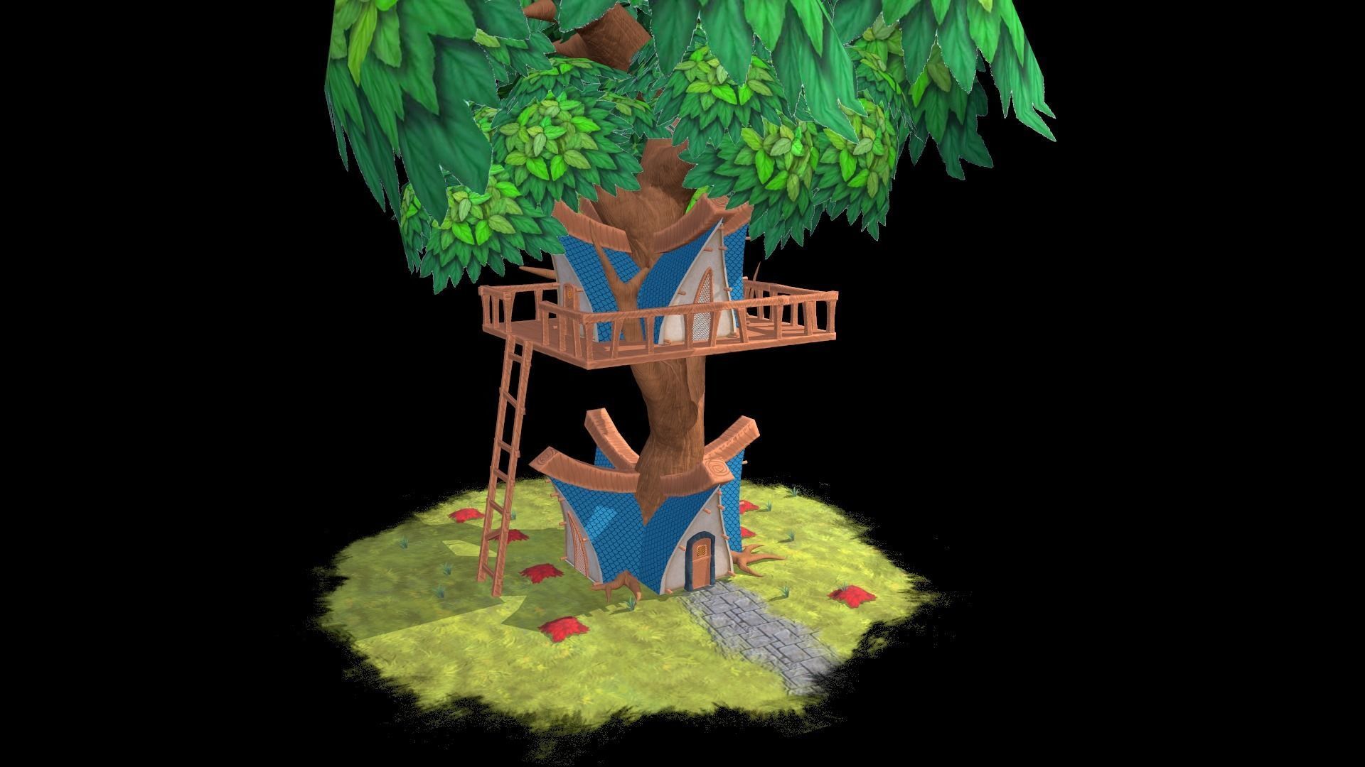 Game ready Stylized City Low-poly 3D model_9