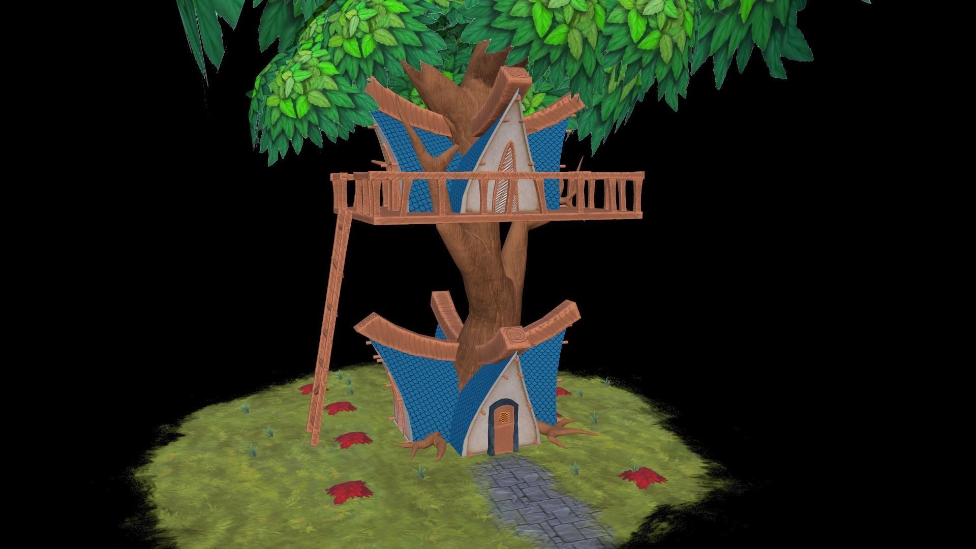 Game ready Stylized City Low-poly 3D model_7