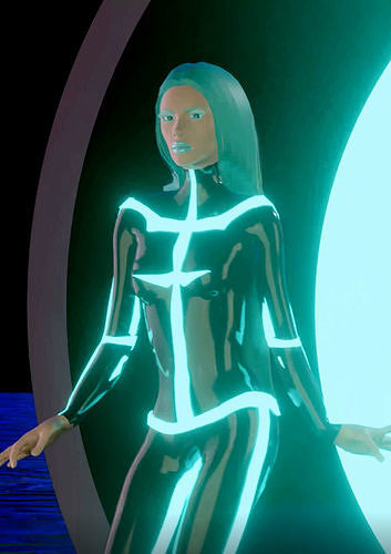 Catwalk woman in futuristic outfit 3D model