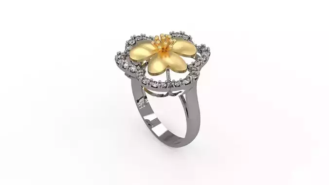 Woman Flower Solitaire Ring 173