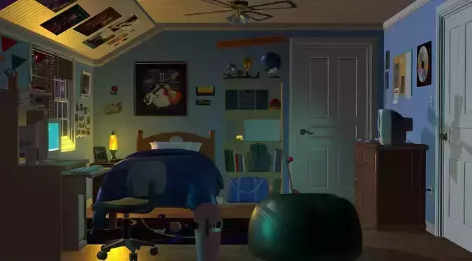 Nineties Teen Bedroom - Low Poly
