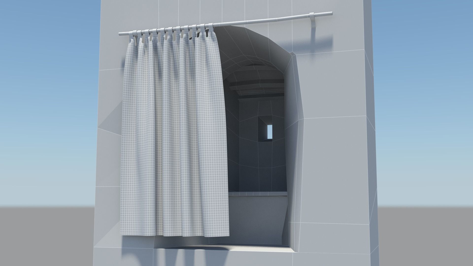 Medieval castle garderobe toilet Low-poly 3D model_30