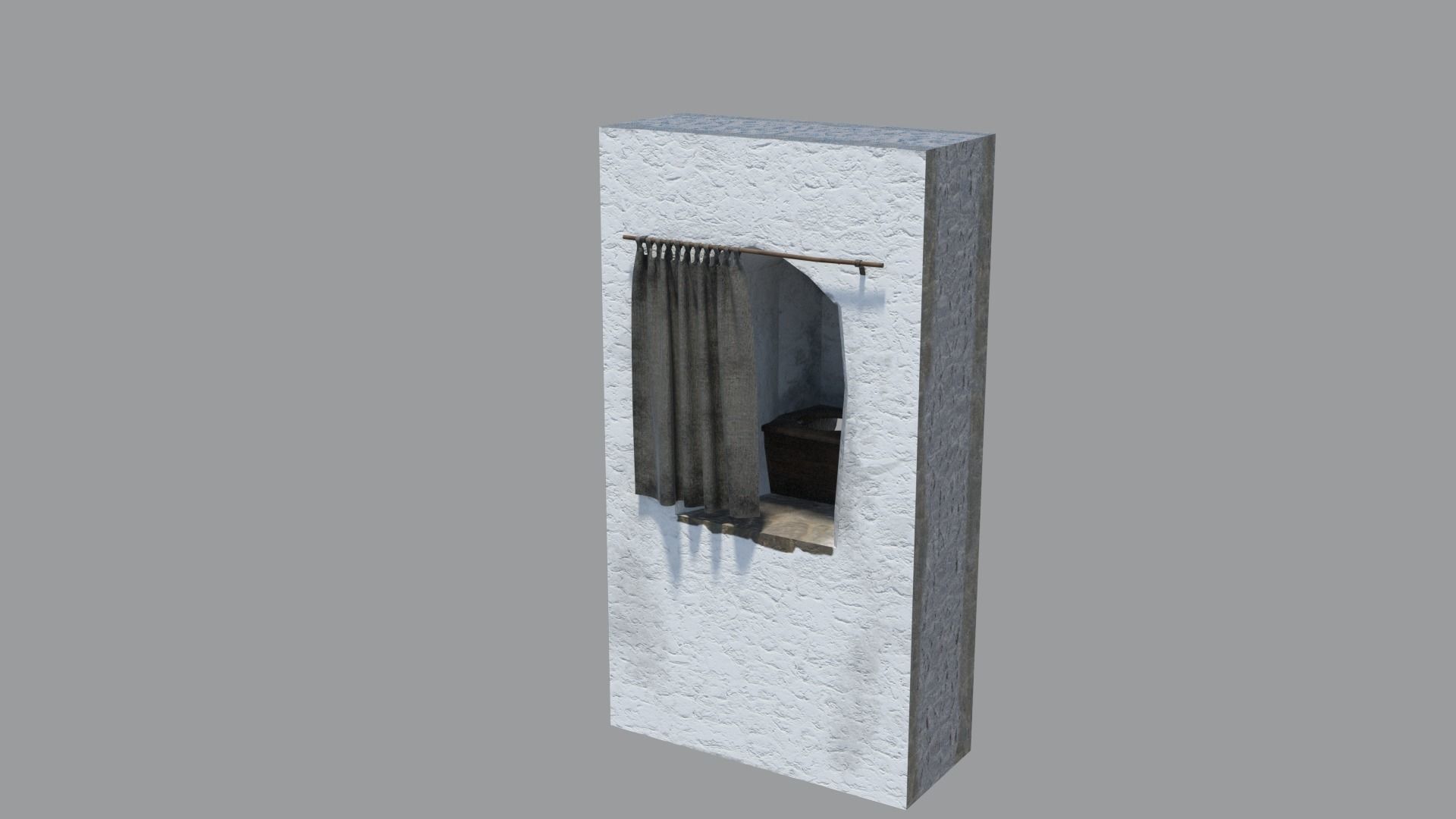 Medieval castle garderobe toilet Low-poly 3D model_1