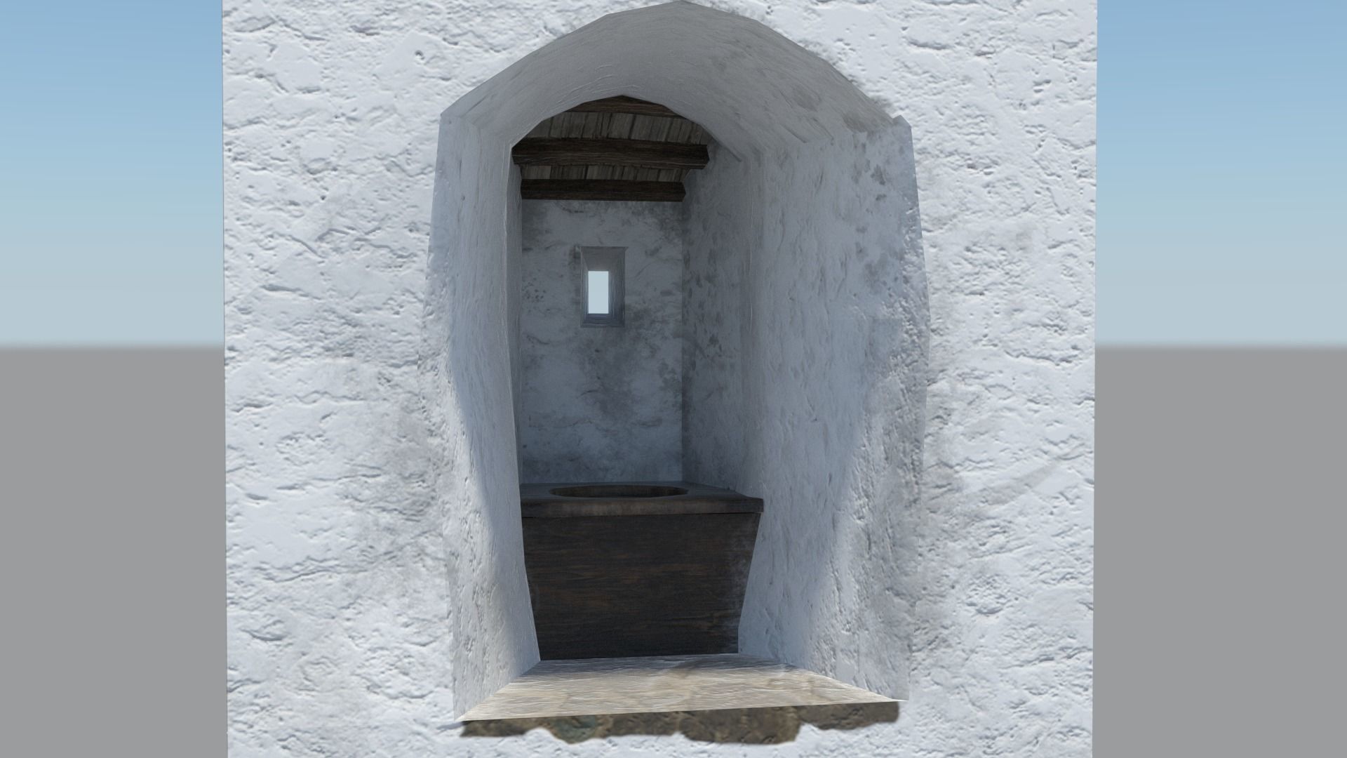 Medieval castle garderobe toilet Low-poly 3D model_10