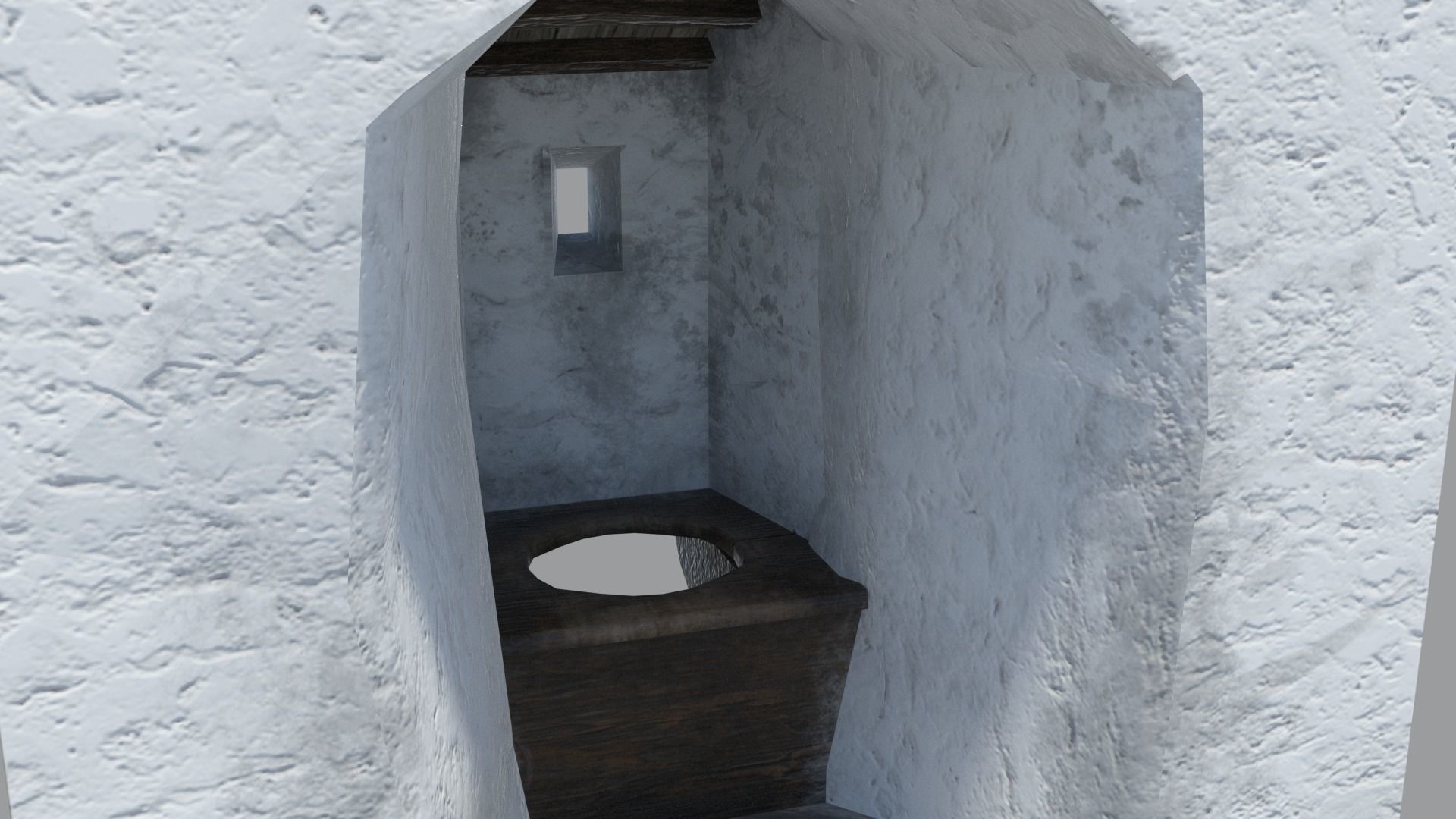 Medieval castle garderobe toilet Low-poly 3D model_11
