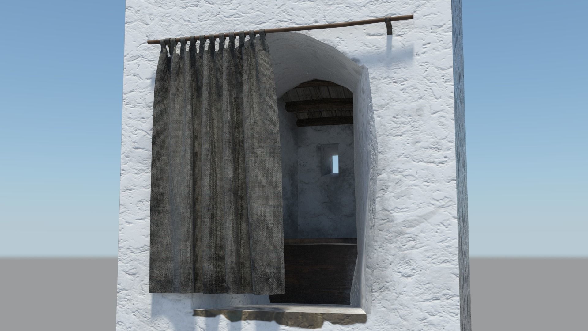 Medieval castle garderobe toilet Low-poly 3D model_3