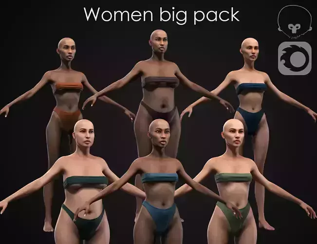 Big women pack 3D Model Collection