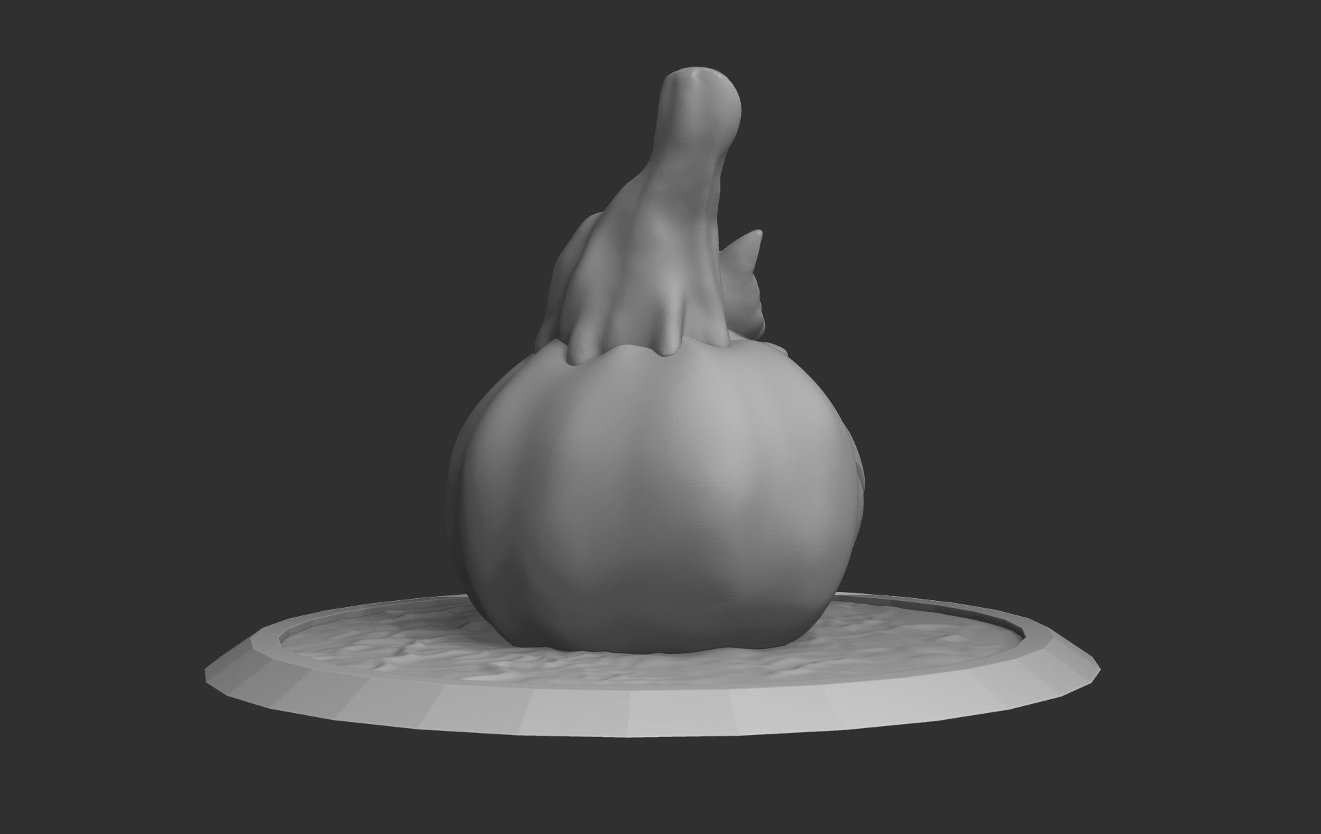 Pumpkin and cat 3D print model_5