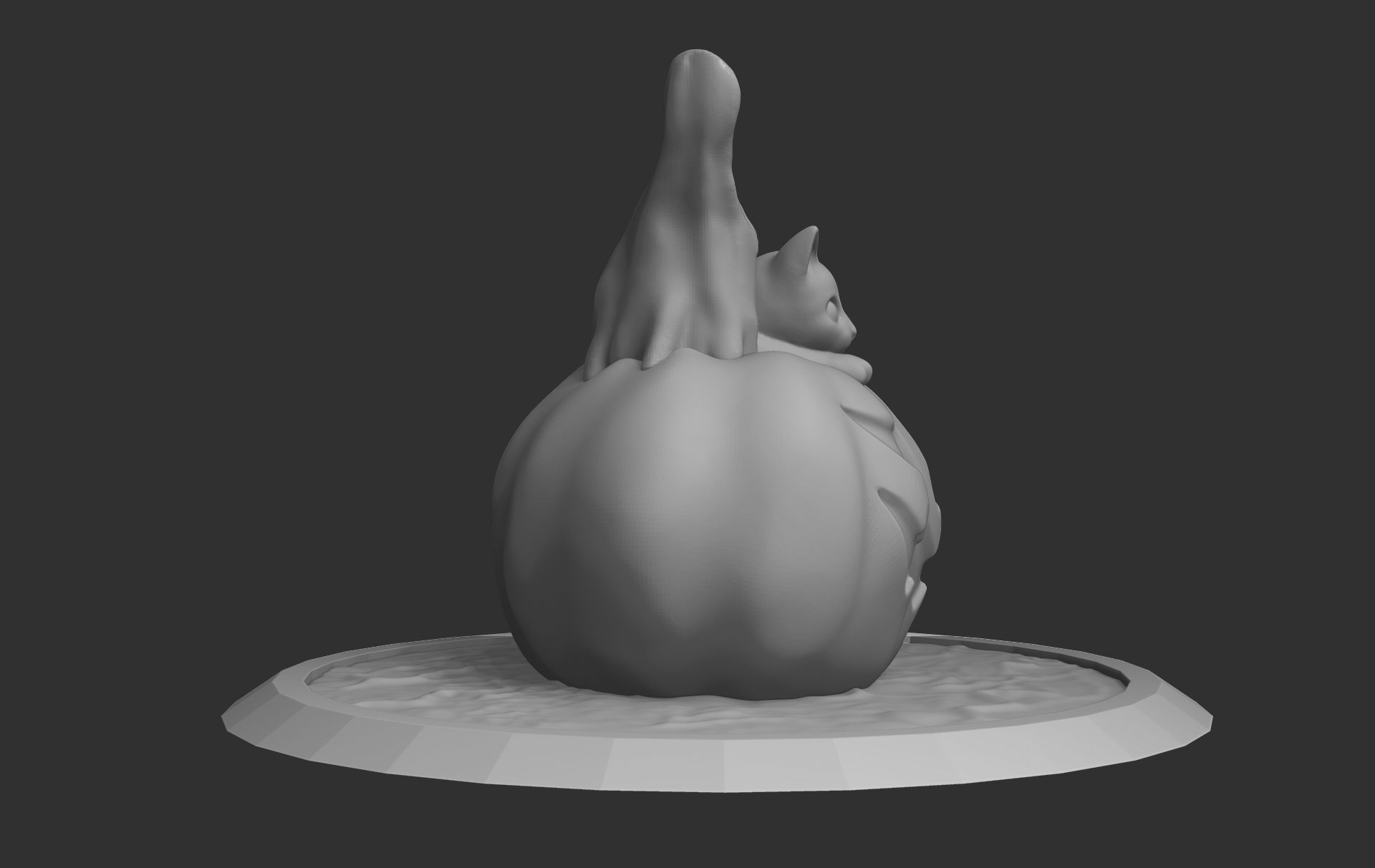 Pumpkin and cat 3D print model_6