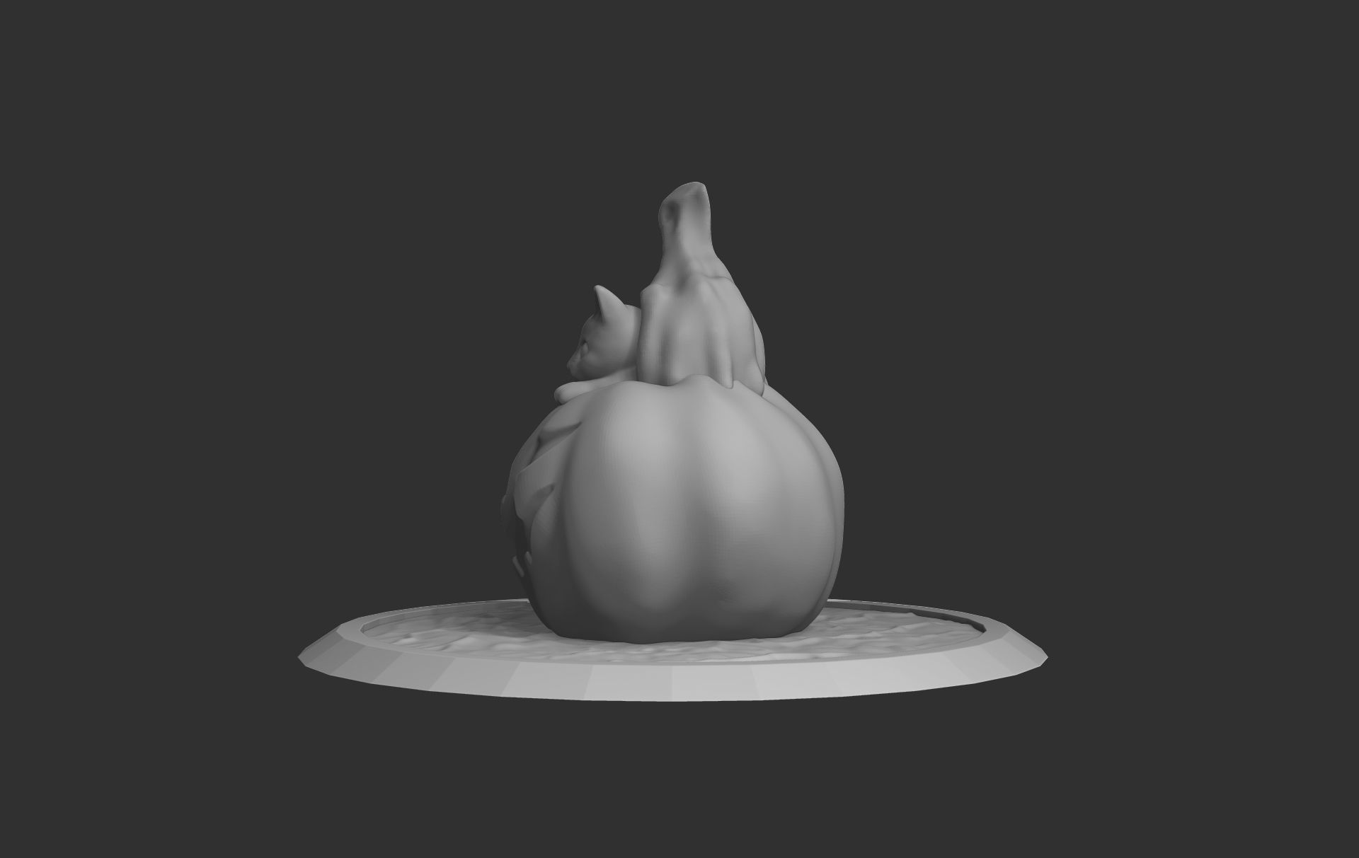 Pumpkin and cat 3D print model_2
