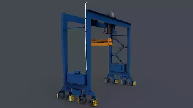 PBR Rubber Tyred Gantry Crane RTG V1 - Blue Low-poly 3D model