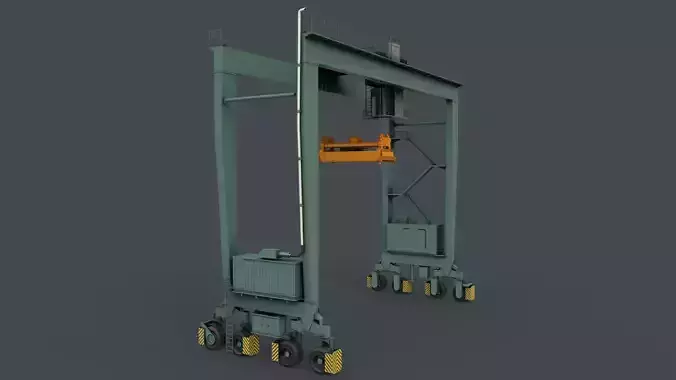 PBR Rubber Tyred Gantry Crane RTG V1 - Green Light Low-poly 3D model
