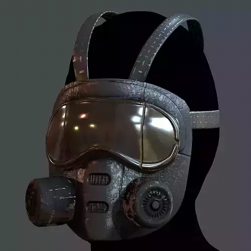 Gas mask helmet 3d model scifi Low-poly 