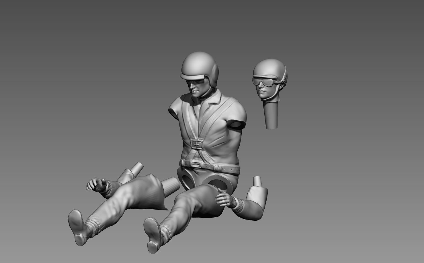 Vintage Car Driver Pilot 3D print model_9