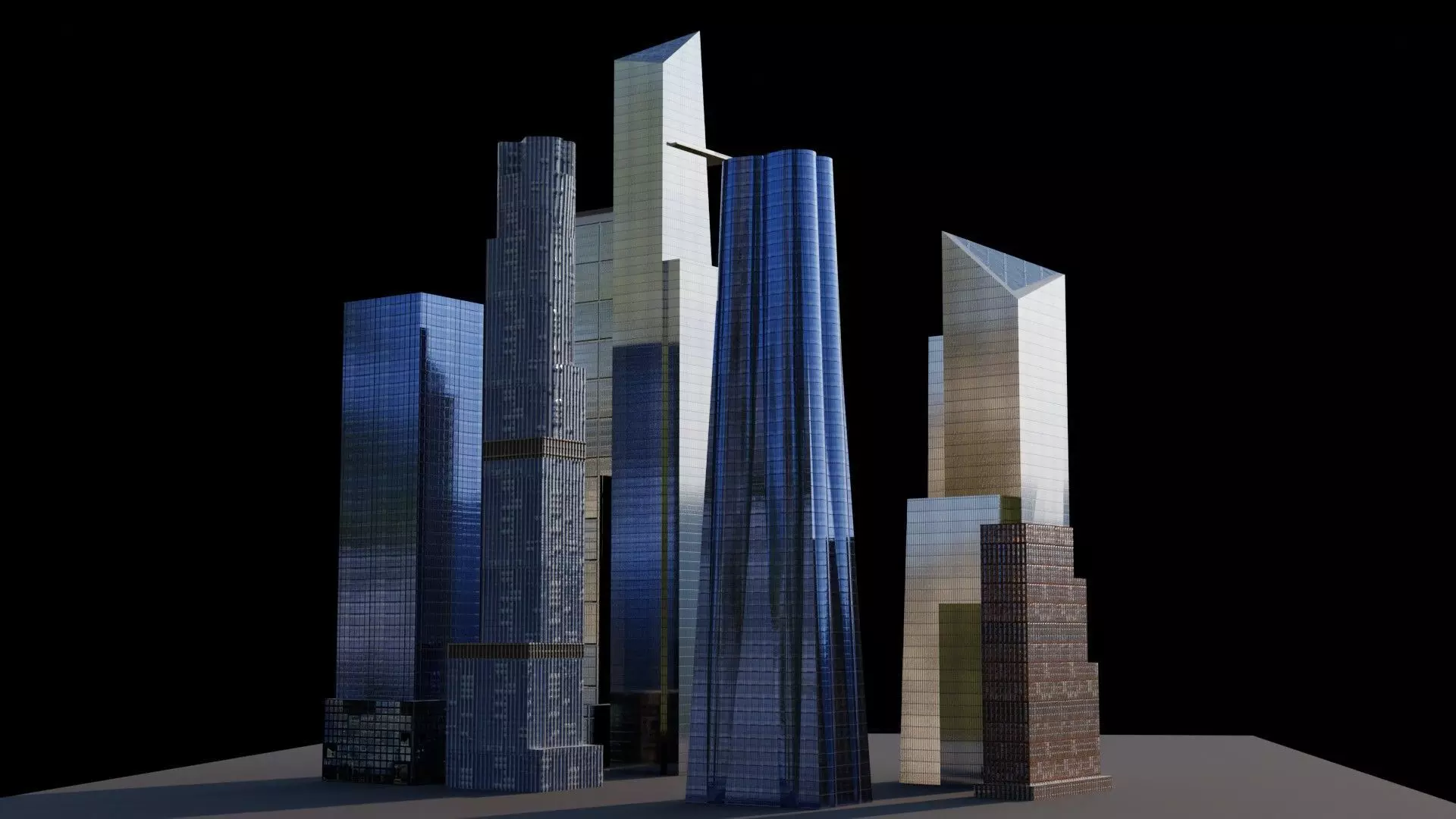 Hudson Yards Pack - All Hudson Yards Towers Low-poly 3D model_0