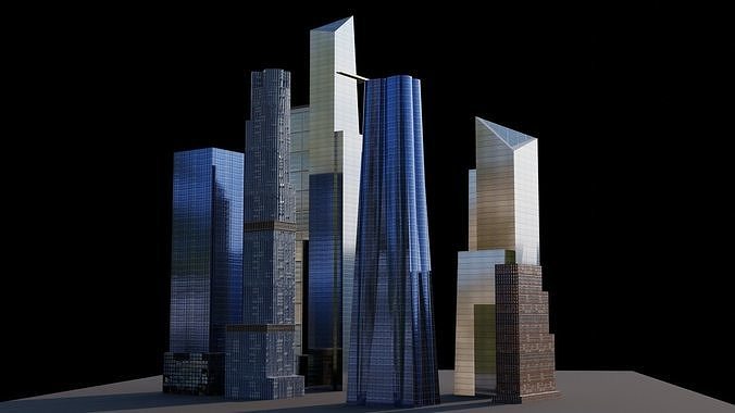 Hudson Yards Pack - All Hudson Yards Towers Low-poly 3D model