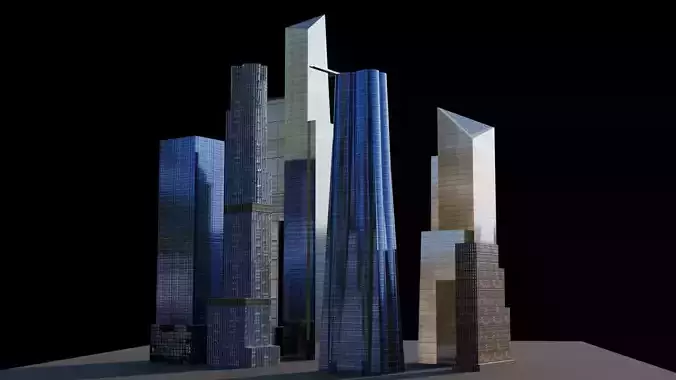 Hudson Yards Pack - All Hudson Yards Towers Low-poly 3D model