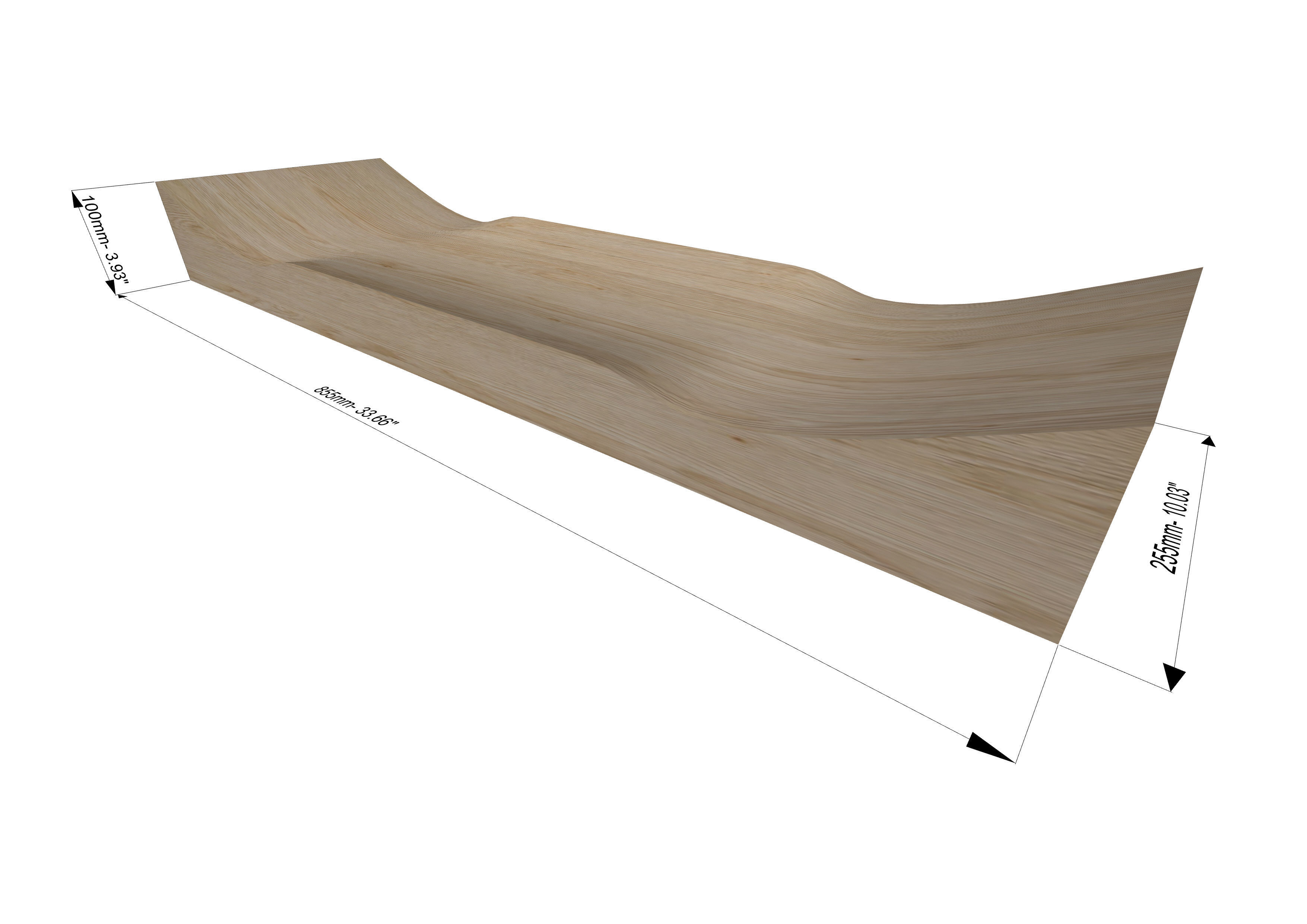 Skateboard mold mellow concave- Ready to be milled 3D model_11