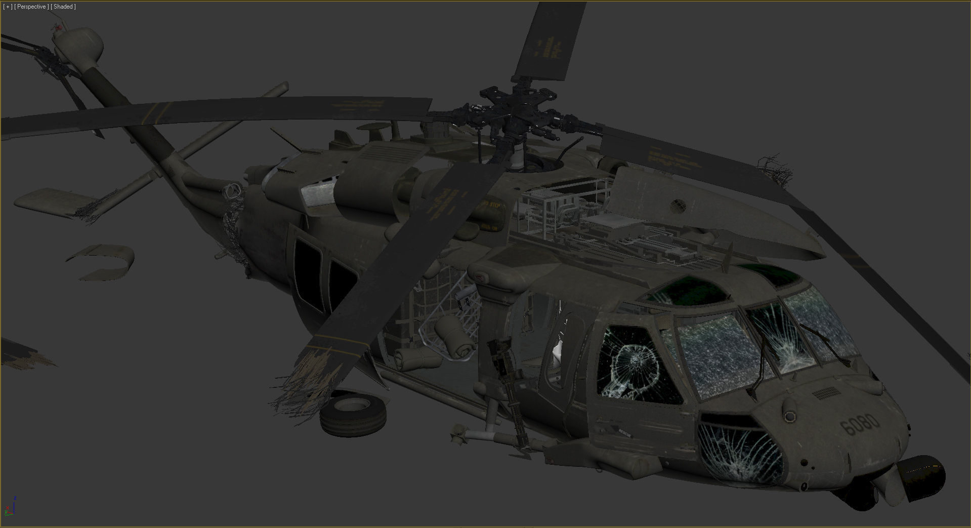Black Hawk Wreck 3D model_5